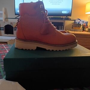 Buscemi Orange Leather Ankle Boots